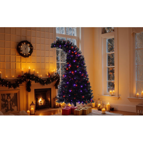 6FT Curved Shape Artificial Black Christmas Tree