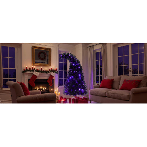 6FT Curved Shape Artificial Black Christmas Tree