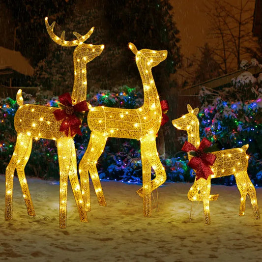 3-Piece Lighted Christmas Reindeer Family Set Outdoor Decorations