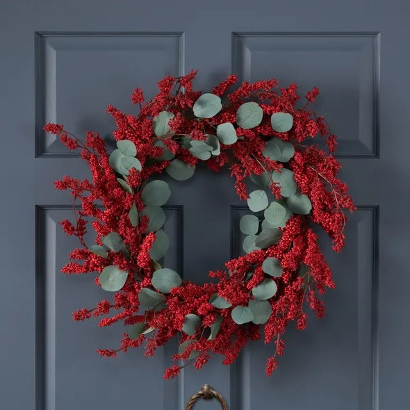 Artificial Christmas Wreath With Eucalyptus Berries