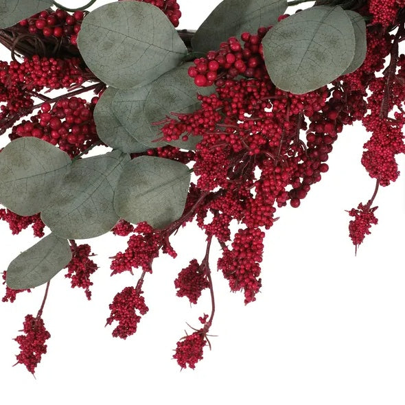 Artificial Christmas Wreath With Eucalyptus Berries