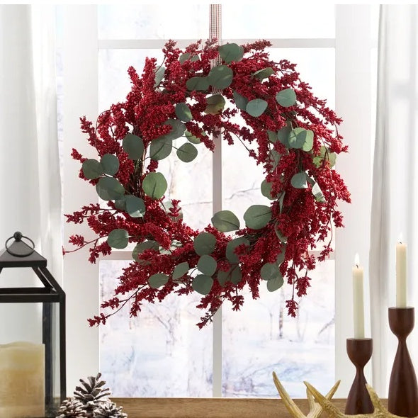 Artificial Christmas Wreath With Eucalyptus Berries
