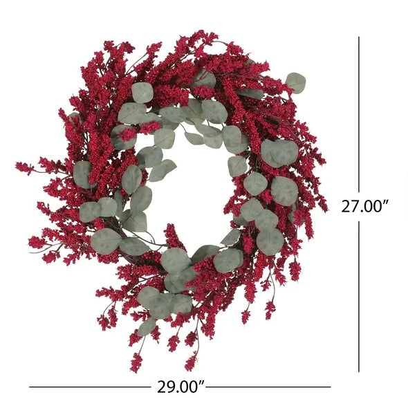 Artificial Christmas Wreath With Eucalyptus Berries