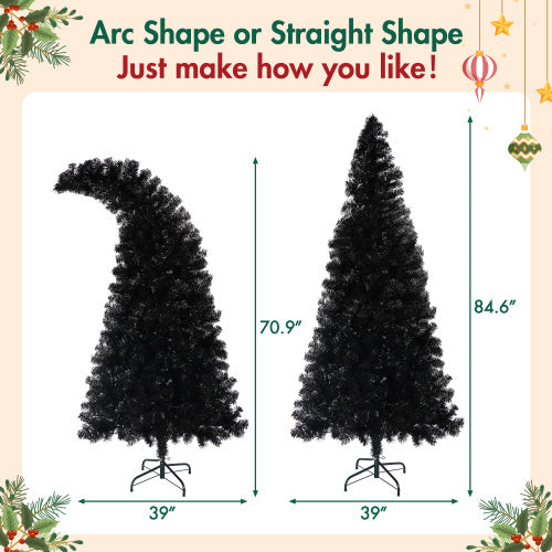 6FT Curved Shape Artificial Black Christmas Tree