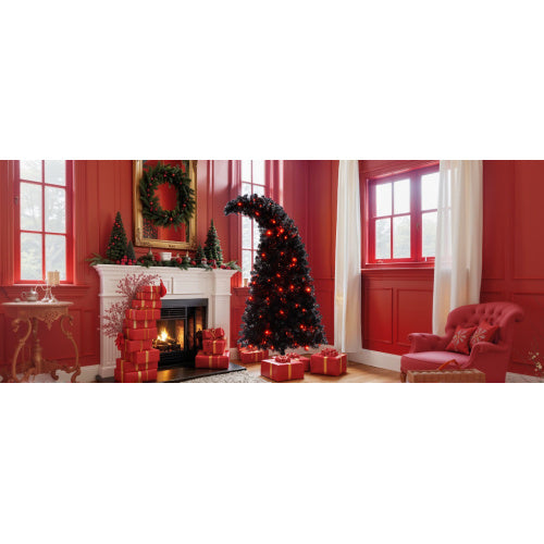 6FT Curved Shape Artificial Black Christmas Tree