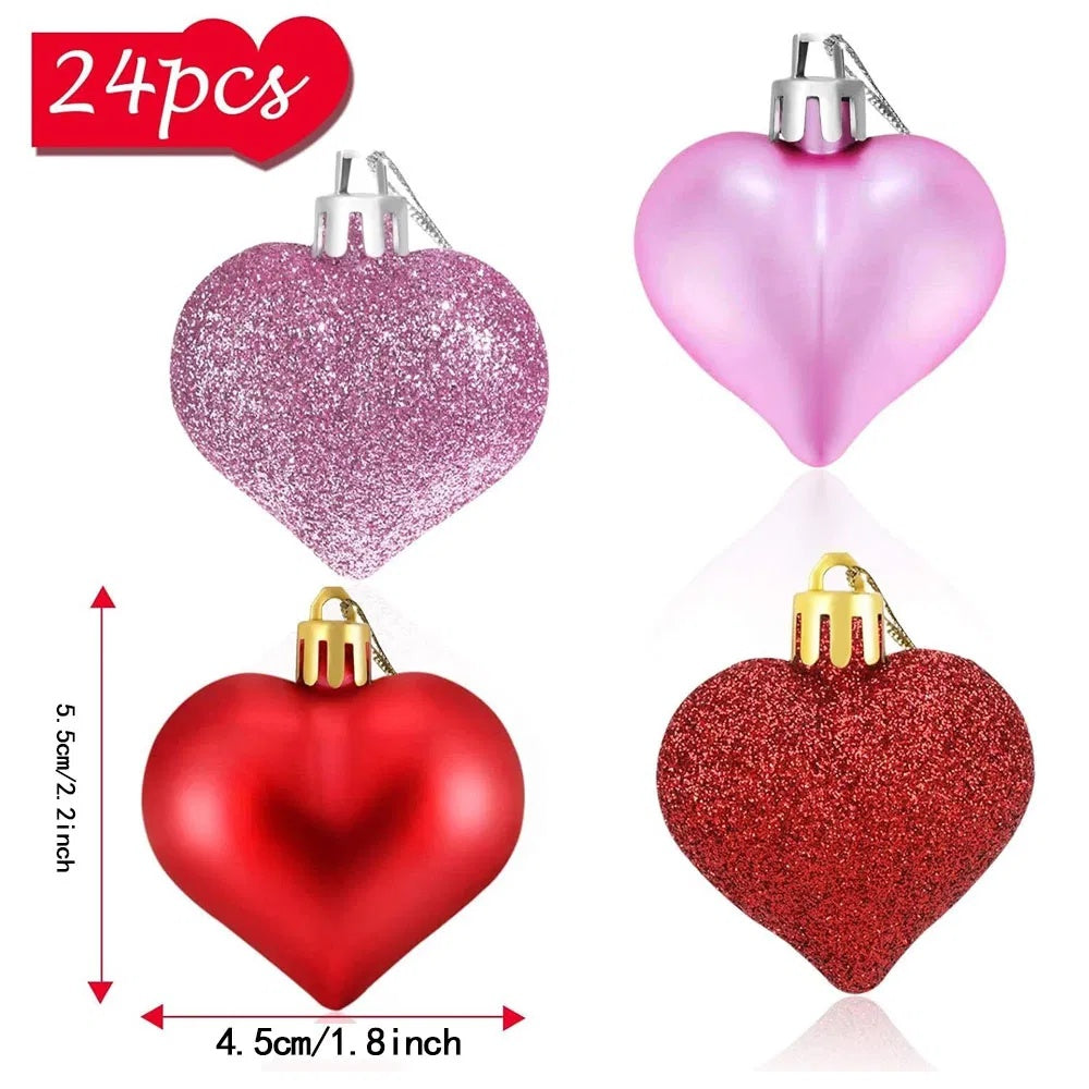 12PCS Christmas Heart Shape Ornaments