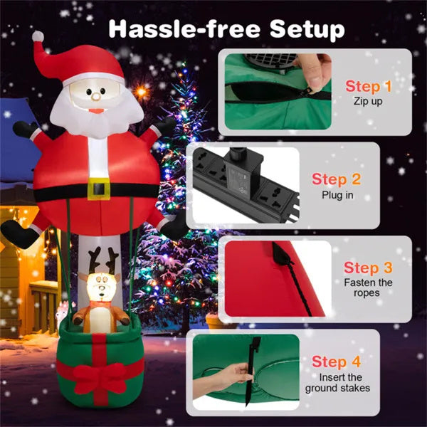 8 Feet Christmas Decorations, Inflatable Santa Claus And Reindeer