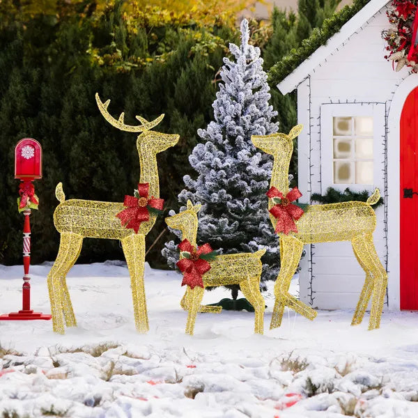 3-Piece Lighted Christmas Reindeer Family Set Outdoor Decorations