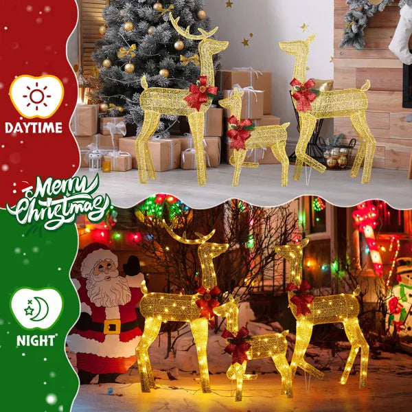 3-Piece Lighted Christmas Reindeer Family Set Outdoor Decorations